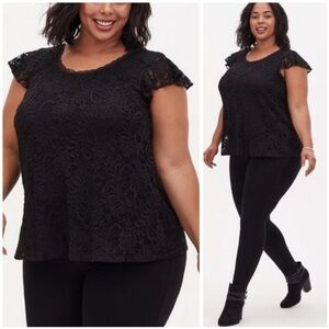 Torrid 6X Lace Cap Sleeve Pleat Front Top NEW Flirty Romantic